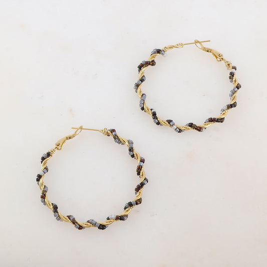 Créoles avec perles de rocaille 4,4 cm.
