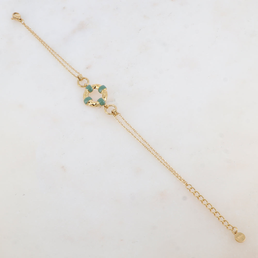Bracelet avec 2 anneaux et pièce géométrique émaillé