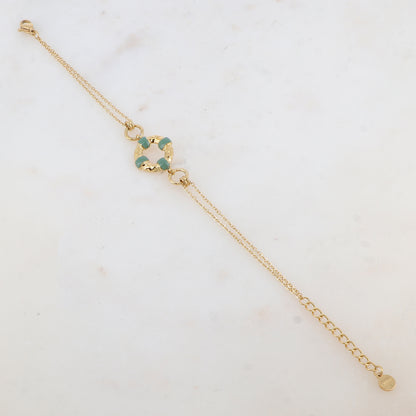 Bracelet avec 2 anneaux et pièce géométrique émaillé