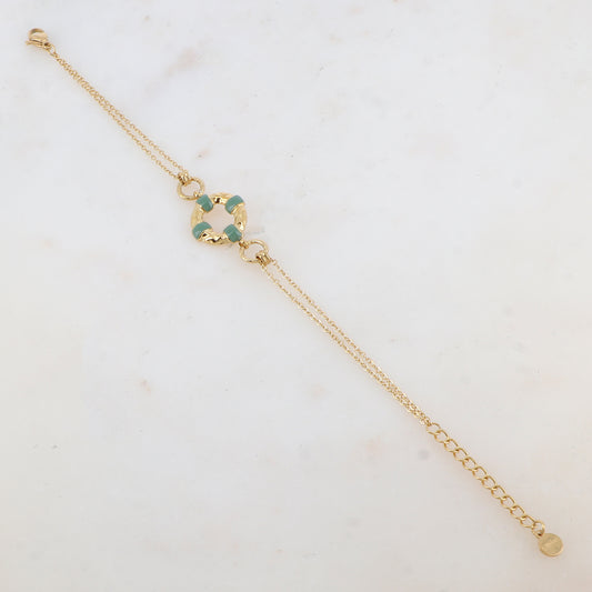 Bracelet avec 2 anneaux et pièce géométrique émaillé
