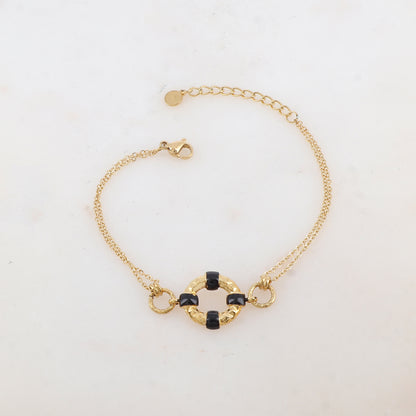 Bracelet avec 2 anneaux et pièce géométrique émaillé