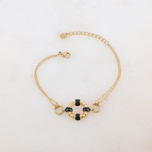 Bracelet avec 2 anneaux et pièce géométrique émaillé