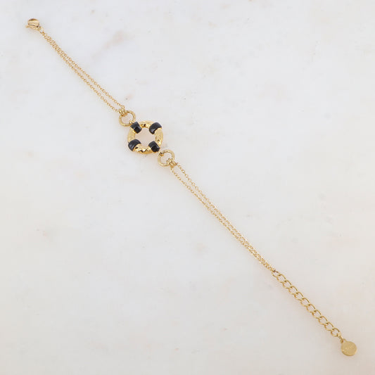 Bracelet avec 2 anneaux et pièce géométrique émaillé