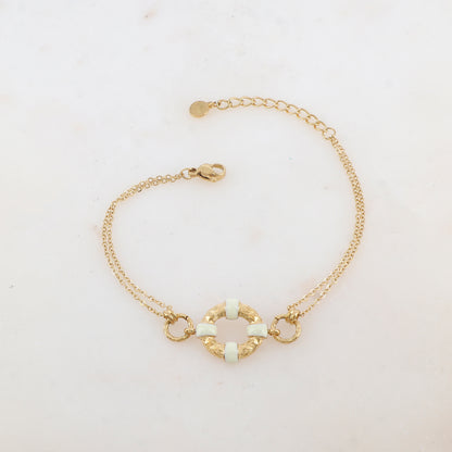 Bracelet avec 2 anneaux et pièce géométrique émaillé