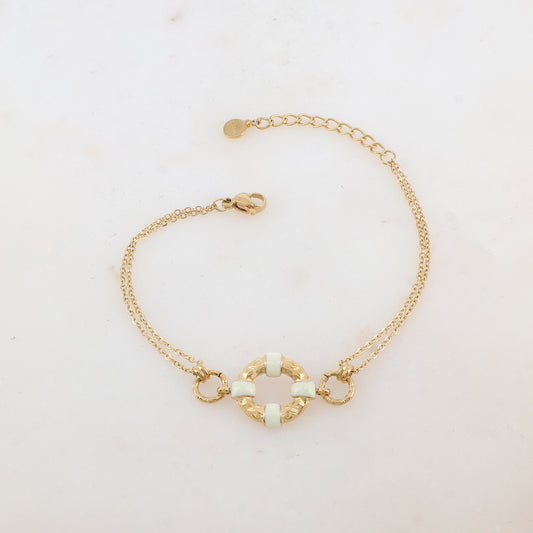 Bracelet avec 2 anneaux et pièce géométrique émaillé