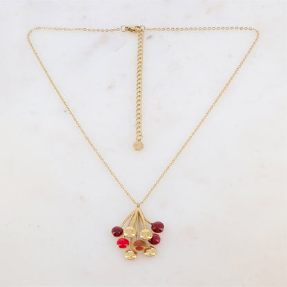 Collier avec pendentif multi-tiges, pièces rondes émaillées (38+7CM)