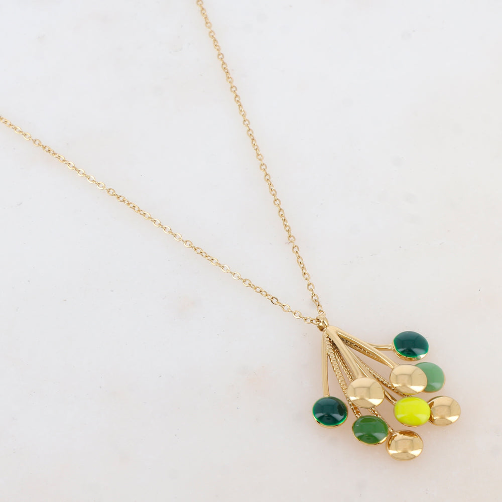 Collier avec pendentif multi-tiges, pièces rondes émaillées (38+7CM)