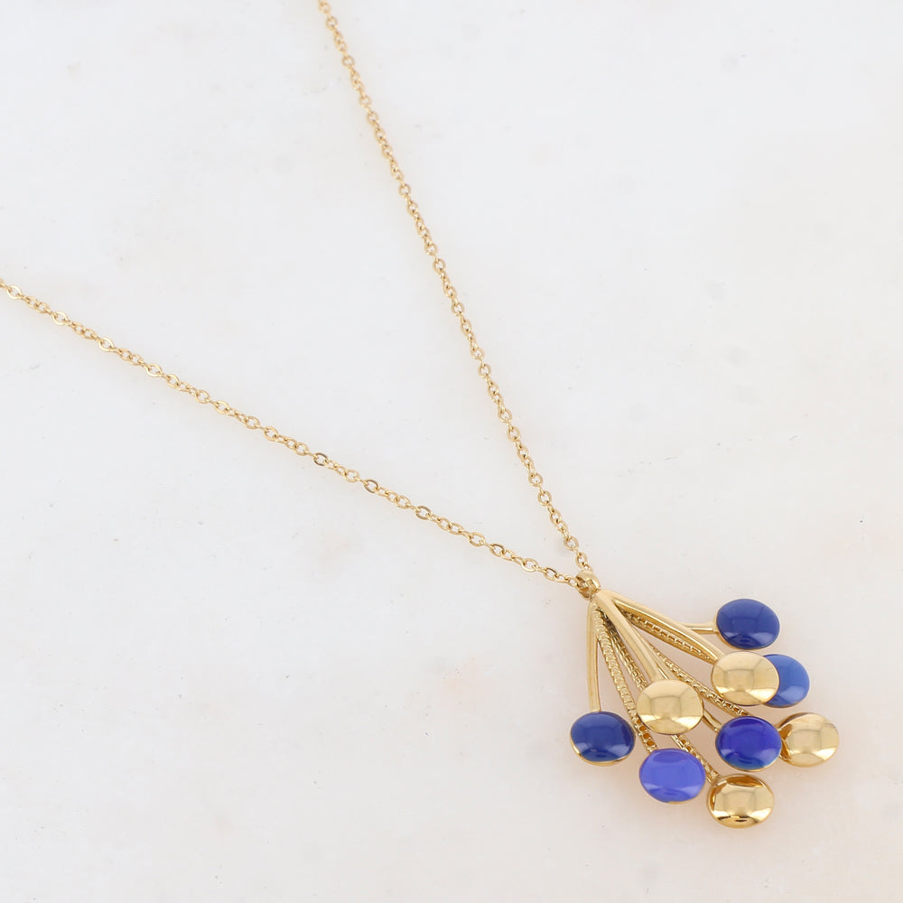 Collier avec pendentif multi-tiges, pièces rondes émaillées (38+7CM)
