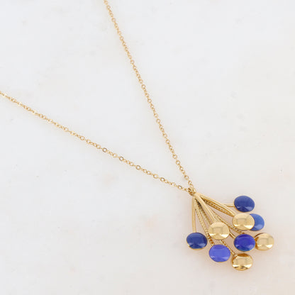 Collier avec pendentif multi-tiges, pièces rondes émaillées (38+7CM)