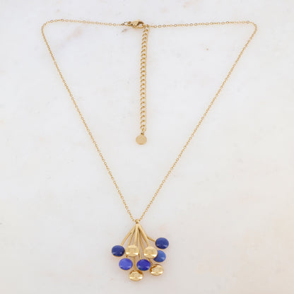 Collier avec pendentif multi-tiges, pièces rondes émaillées (38+7CM)