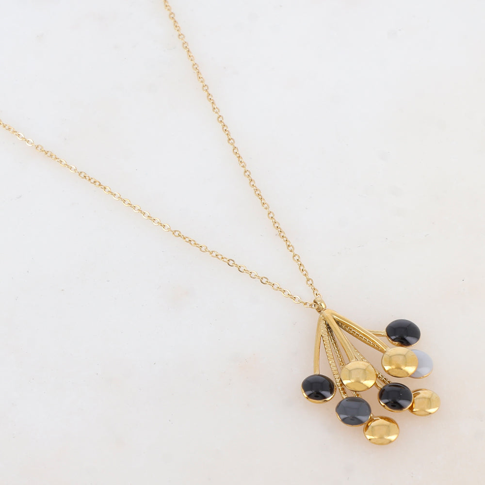 Collier avec pendentif multi-tiges, pièces rondes émaillées (38+7CM)