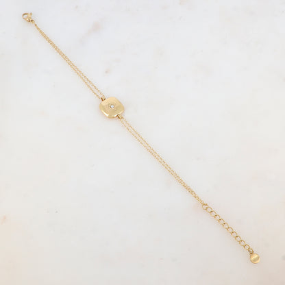 Bracelet avec pièce carrée, étoile et strass