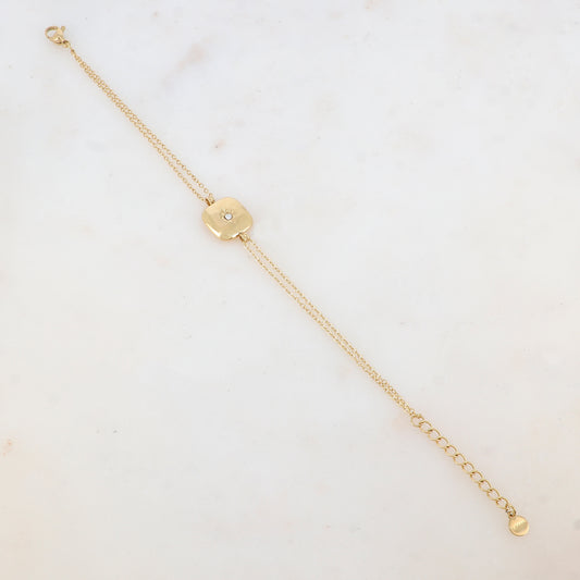 Bracelet avec pièce carrée, étoile et strass
