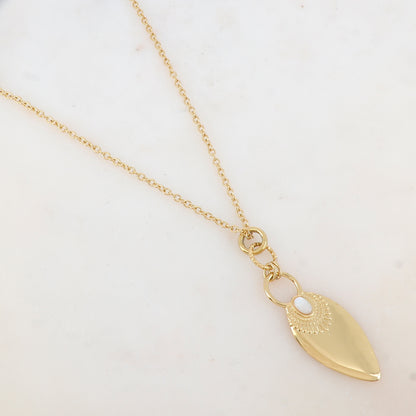 Collier avec pendentif forme géométrique, nacre 60+10 cm