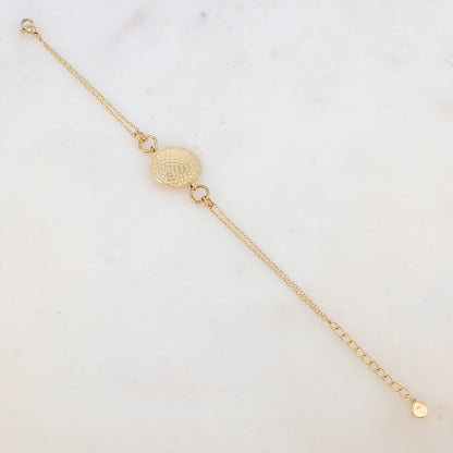 Bracelet avec anneaux, pièce ronde martelée
