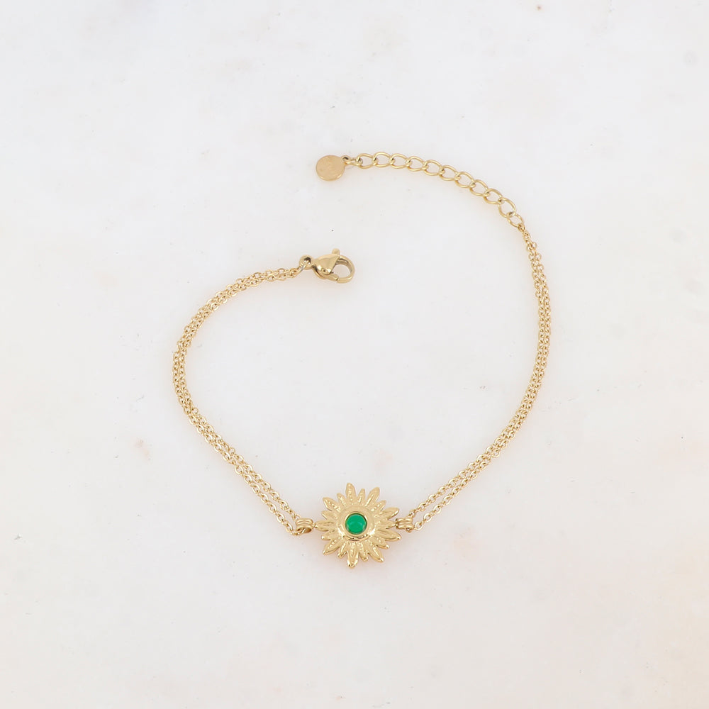 Bracelet avec fleur et pierre naturelle