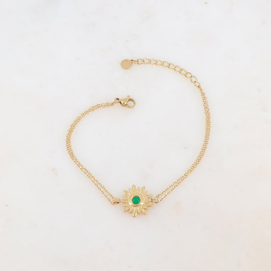 Bracelet avec fleur et pierre naturelle