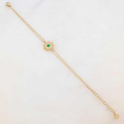 Bracelet avec fleur et pierre naturelle