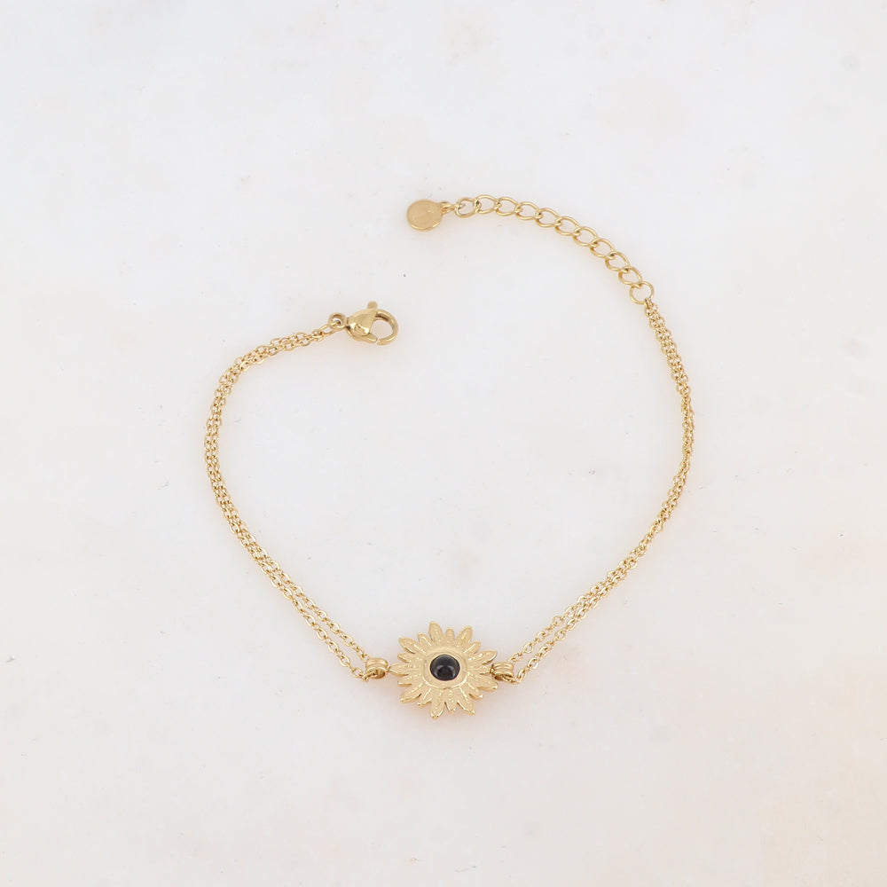 Bracelet avec fleur et pierre naturelle