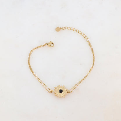 Bracelet avec fleur et pierre naturelle