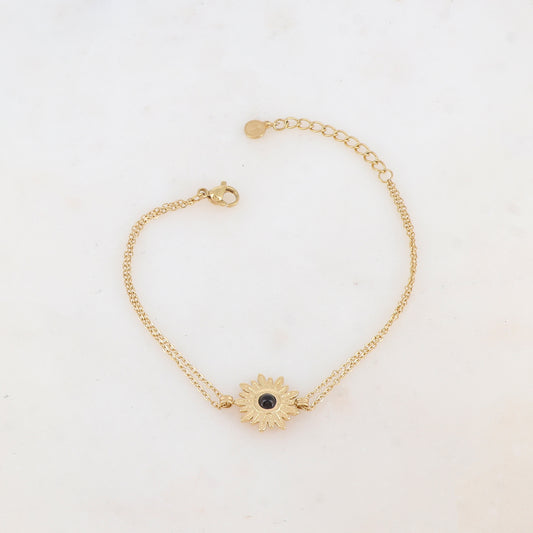 Bracelet avec fleur et pierre naturelle