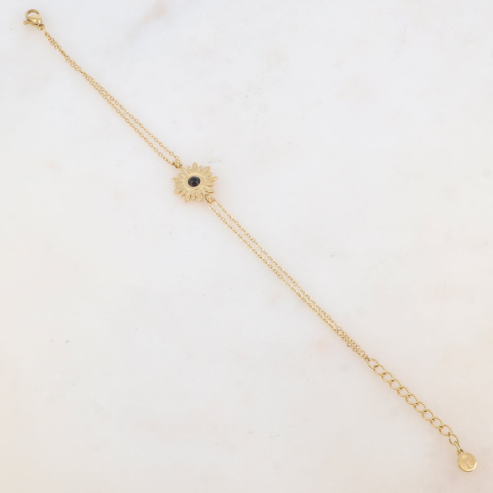 Bracelet avec fleur et pierre naturelle