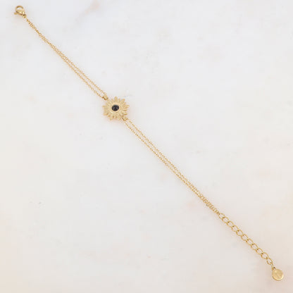 Bracelet avec fleur et pierre naturelle