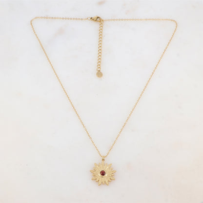 Collier avec pendentif fleur et pierre naturelle (40+5CM)