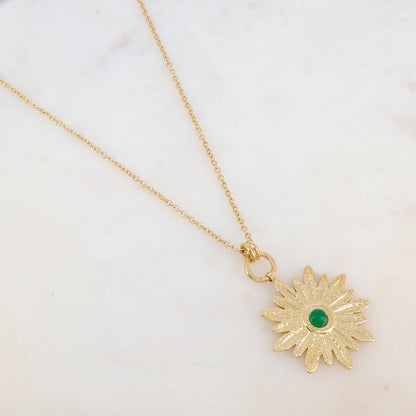 Sautoir avec pendentif fleur, pierre naturelle (80+10CM)