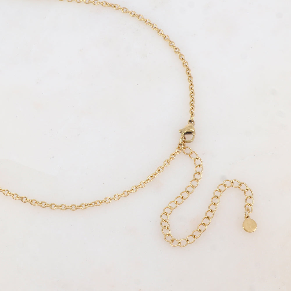 Sautoir avec pendentif fleur, pierre naturelle (80+10CM)