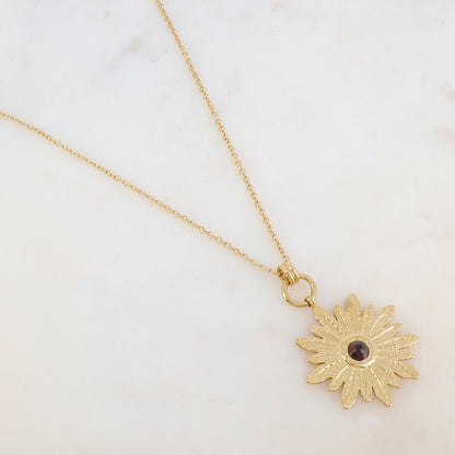 Sautoir avec pendentif fleur, pierre naturelle (80+10CM)