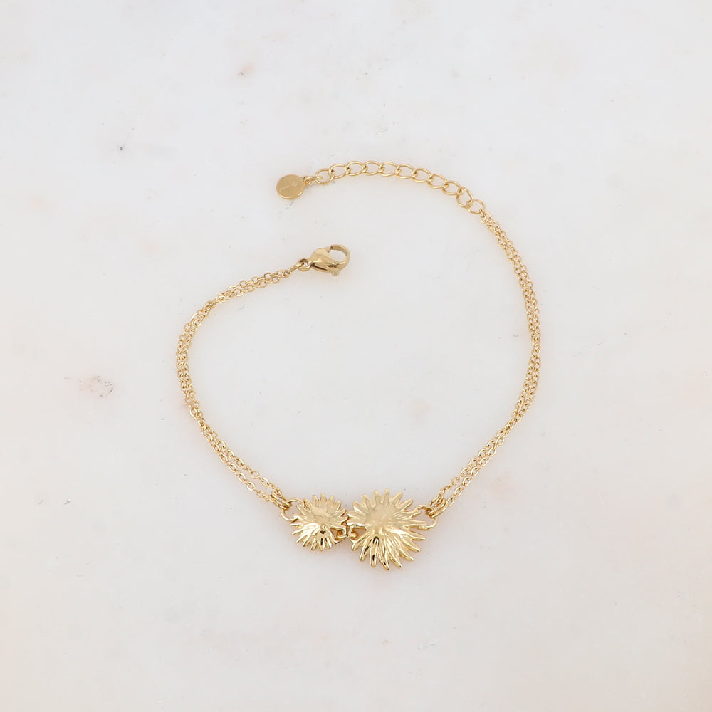 Bracelet deux rangs avec double feuillage