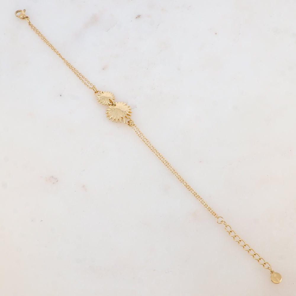 Bracelet deux rangs avec double feuillage