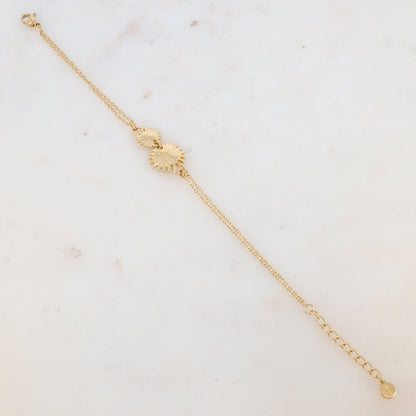 Bracelet deux rangs avec double feuillage