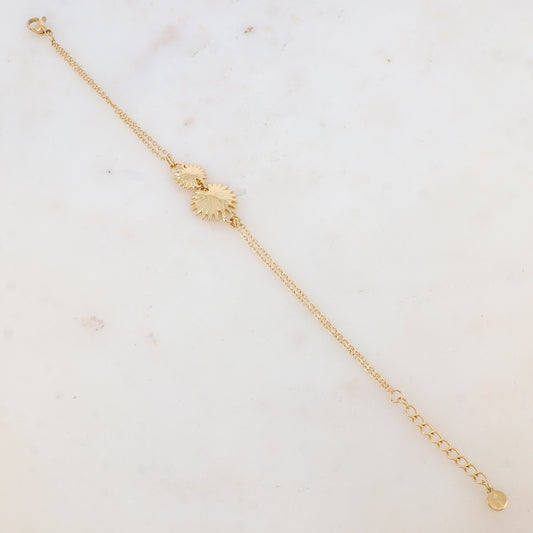 Bracelet deux rangs avec double feuillage