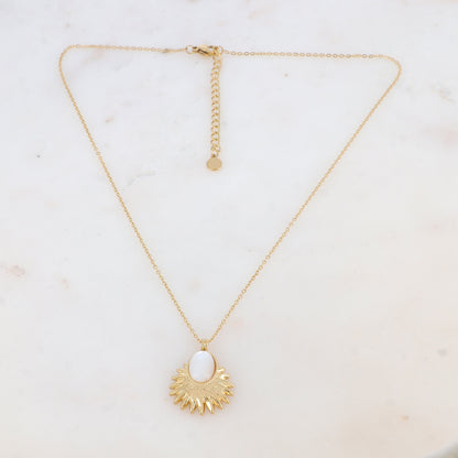 Collier avec pendentif feuillage, nacre (40+5CM)