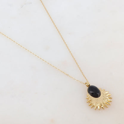 Collier avec pendentif feuillage, pierre naturelle (40+5CM)