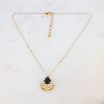 Collier avec pendentif feuillage, pierre naturelle (40+5CM)