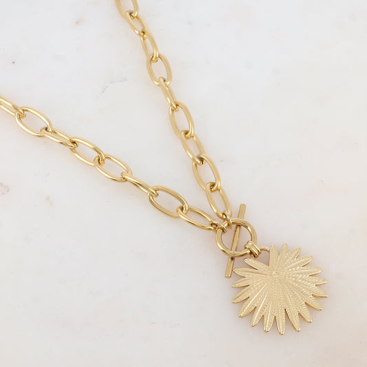 Collier en maille avec pendentif feuillage (45+5CM)