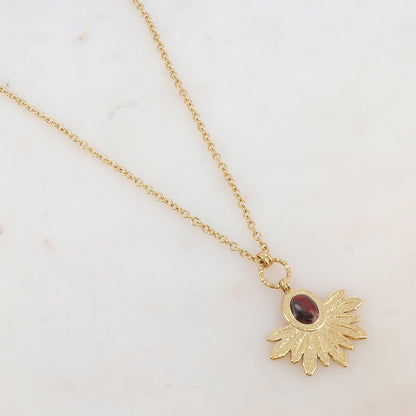 Collier avec pendentif feuillage, pierre naturelle (60+5CM)