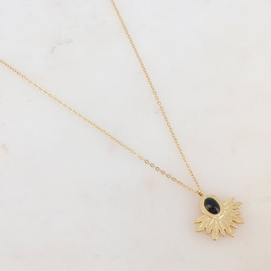 Collier avec pendentif feuillage, pierre naturelle (40+5CM)
