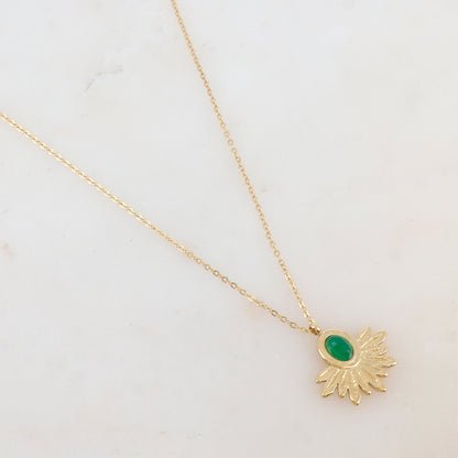 Collier avec pendentif feuillage, pierre naturelle (40+5CM)