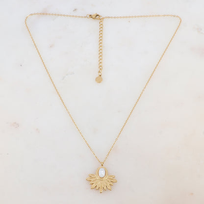 Collier avec pendentif feuillage, nacre (40+5CM)
