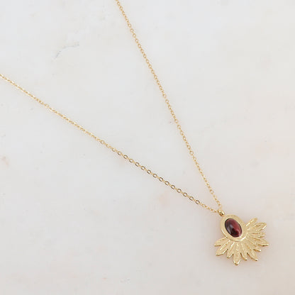 Collier avec pendentif feuillage, pierre naturelle (40+5CM)