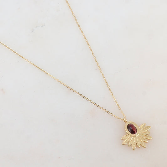 Collier avec pendentif feuillage, pierre naturelle (40+5CM)