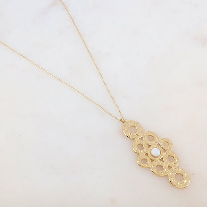 Sautoir avec pendentif multi-ronds, nacre (80+10CM)