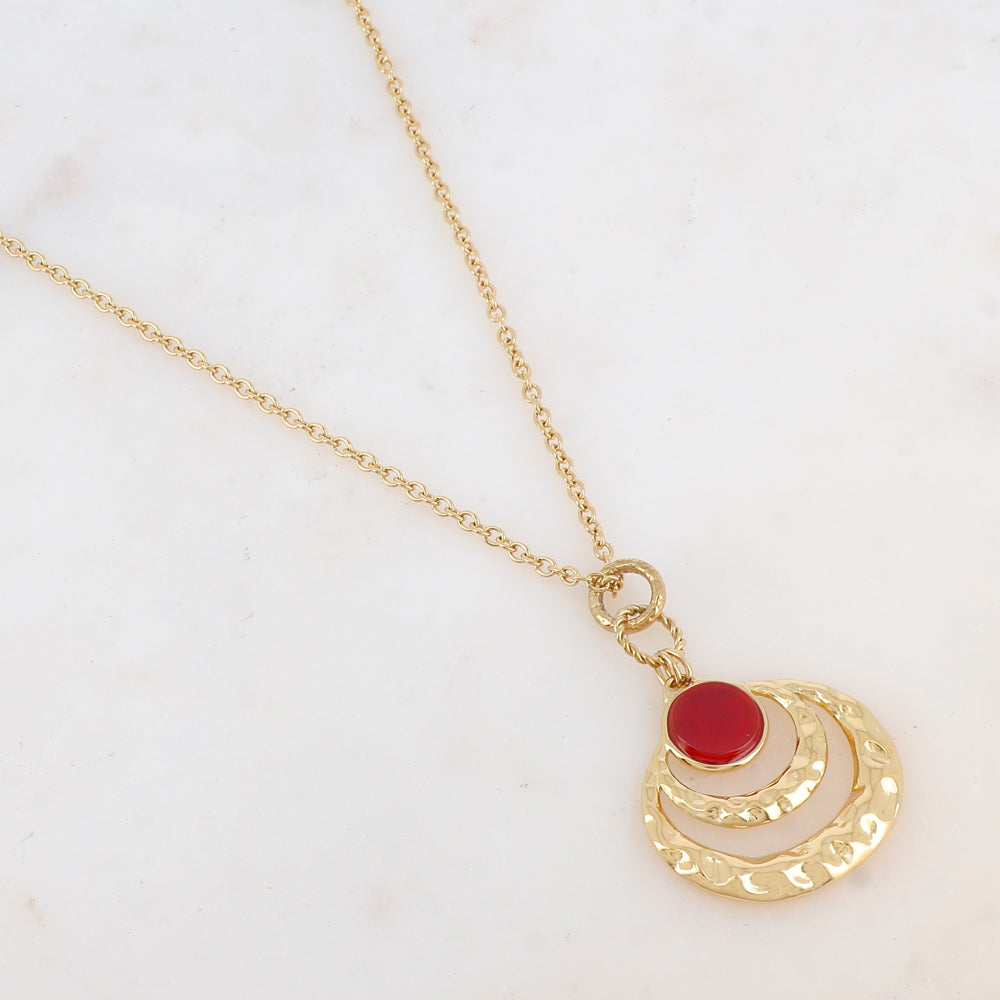 Collier avec pendentif rond ajouré de façon graphique (60+10CM)