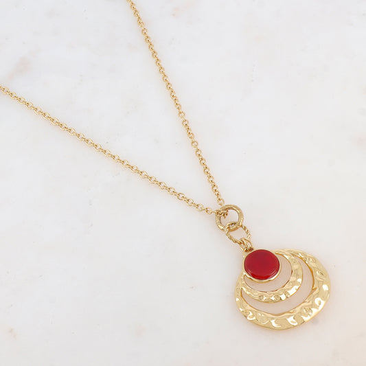 Collier avec pendentif rond ajouré de façon graphique (60+10CM)