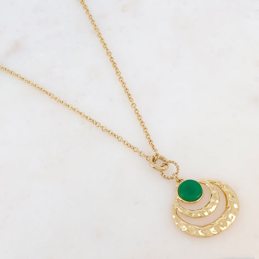 Collier avec pendentif rond ajouré de façon graphique (60+10CM)