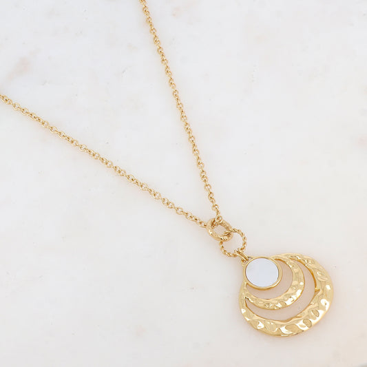 Collier avec pendentif rond ajouré de façon graphique (60+10CM)